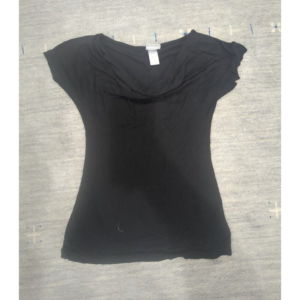 H&M Black Draped Neck Tee